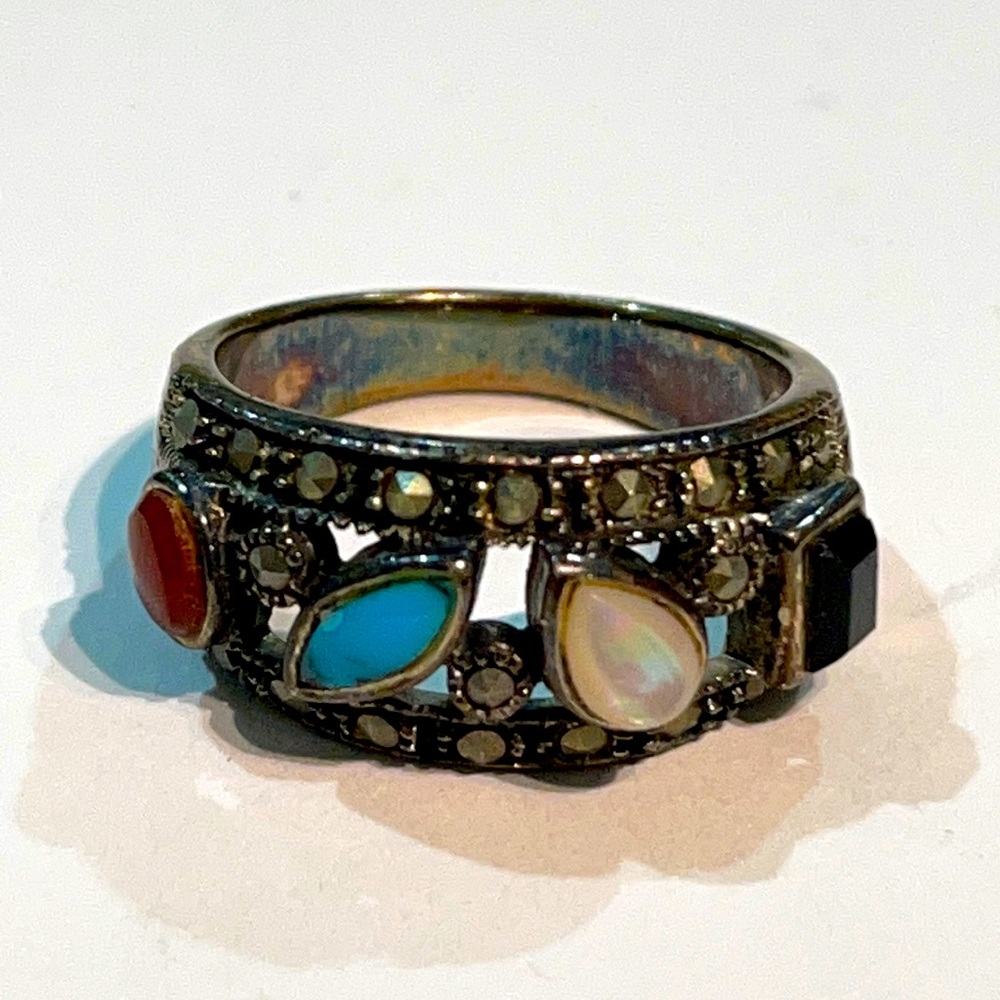 925 Sterling Silver Multistone Ring - image 2